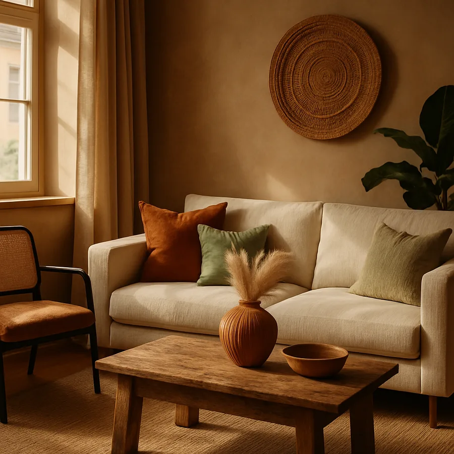 a beautifully designed modern living room with natural light