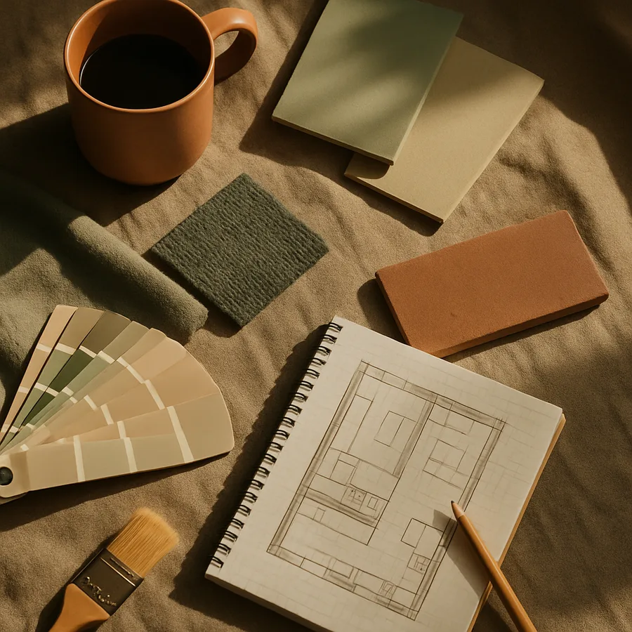 a creative DIY interior design project in progress