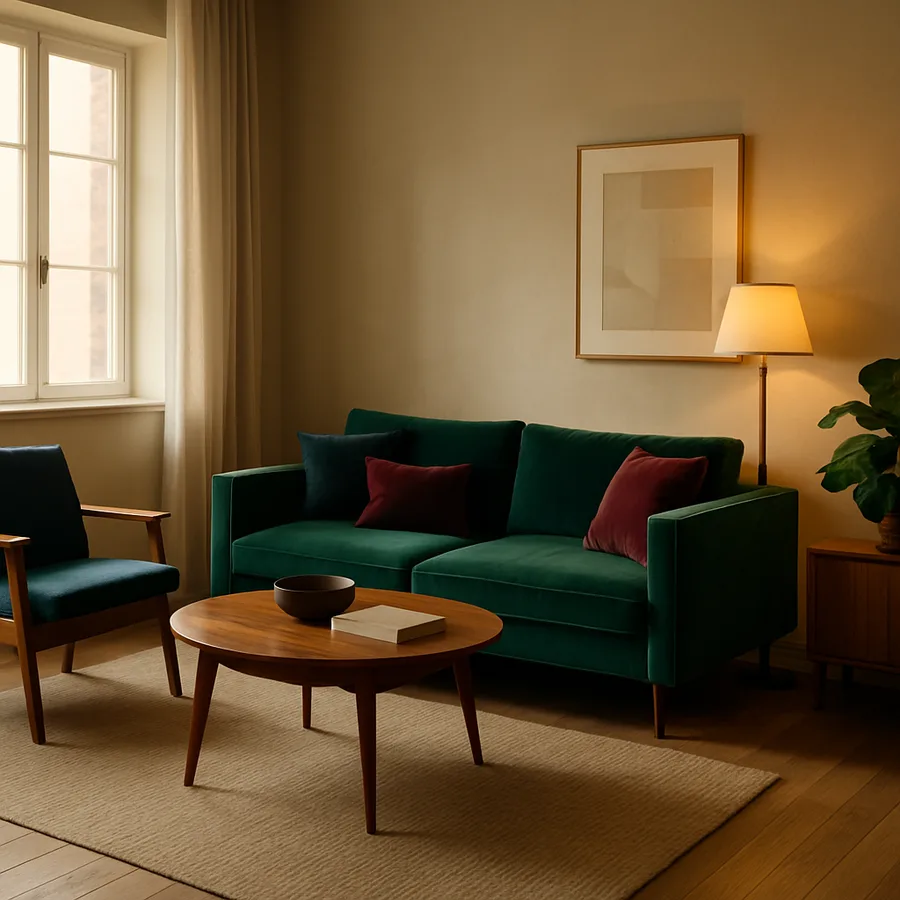 a beautifully designed modern living room with natural light
