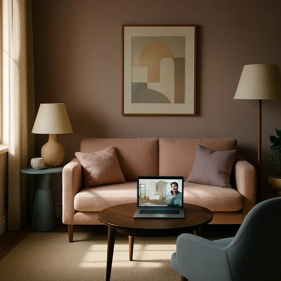 a virtual design consultation in progress on a laptop