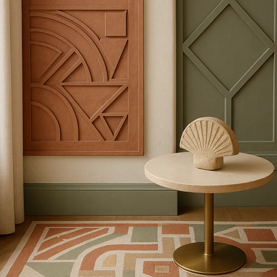 close-up of Art Deco geometric patterns
