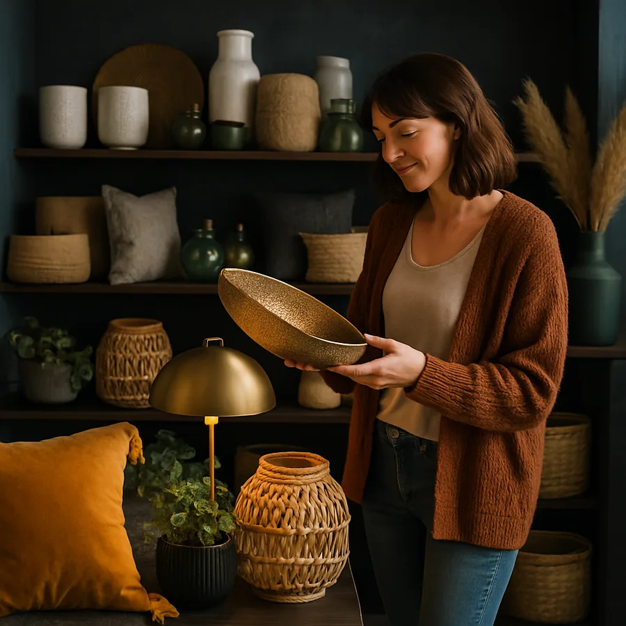 a shopper browsing home décor items at Lidl
