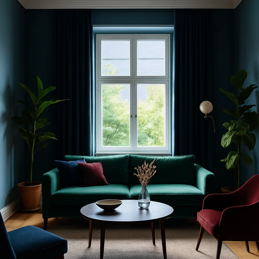 a beautifully designed modern living room with natural light