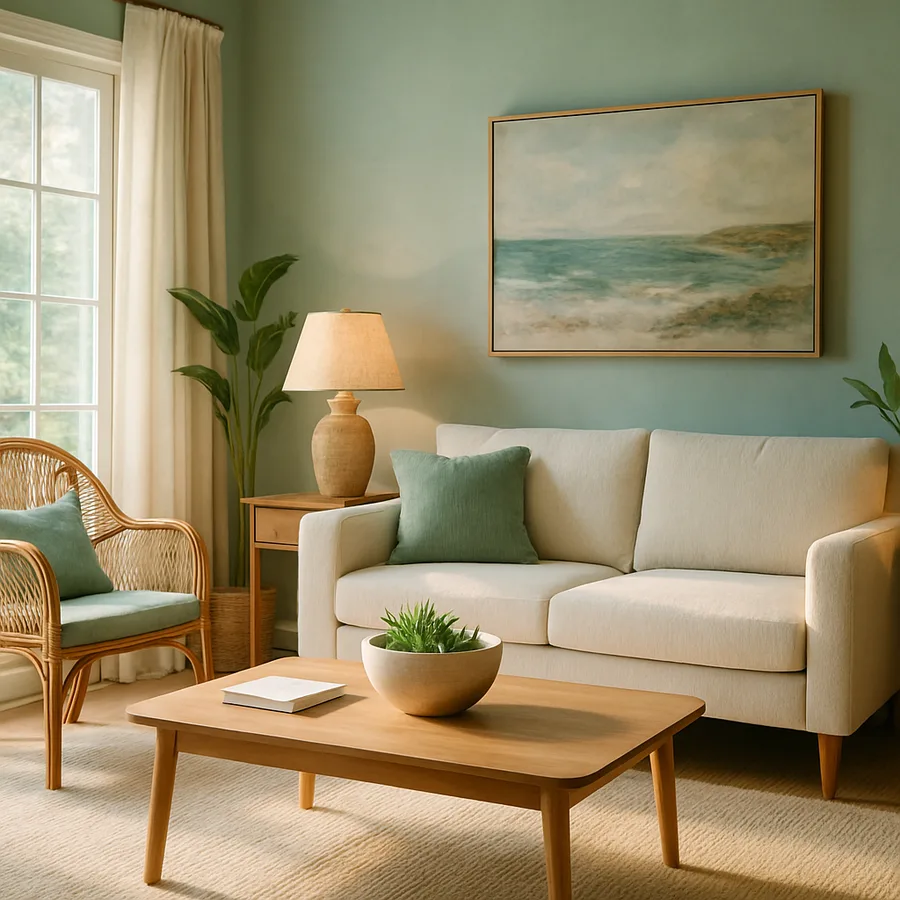 a beautifully designed modern living room with natural light