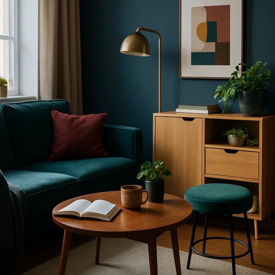 a small, well-organized living room with multifunctional furniture