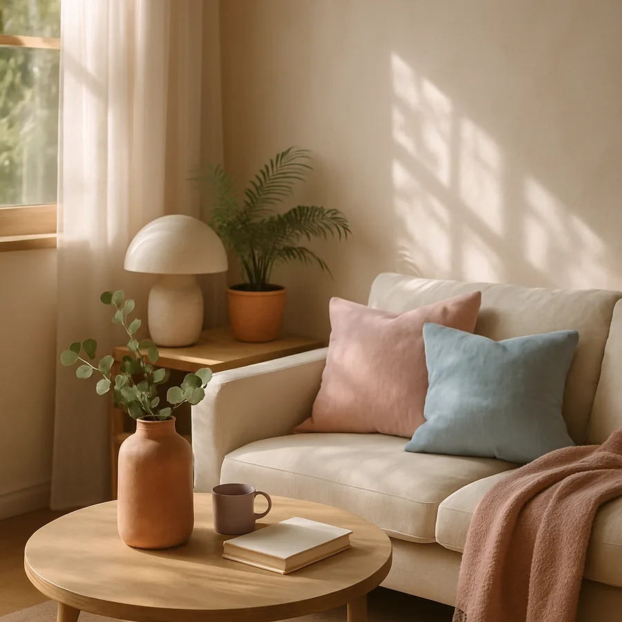 an eco-friendly designed living space with natural materials