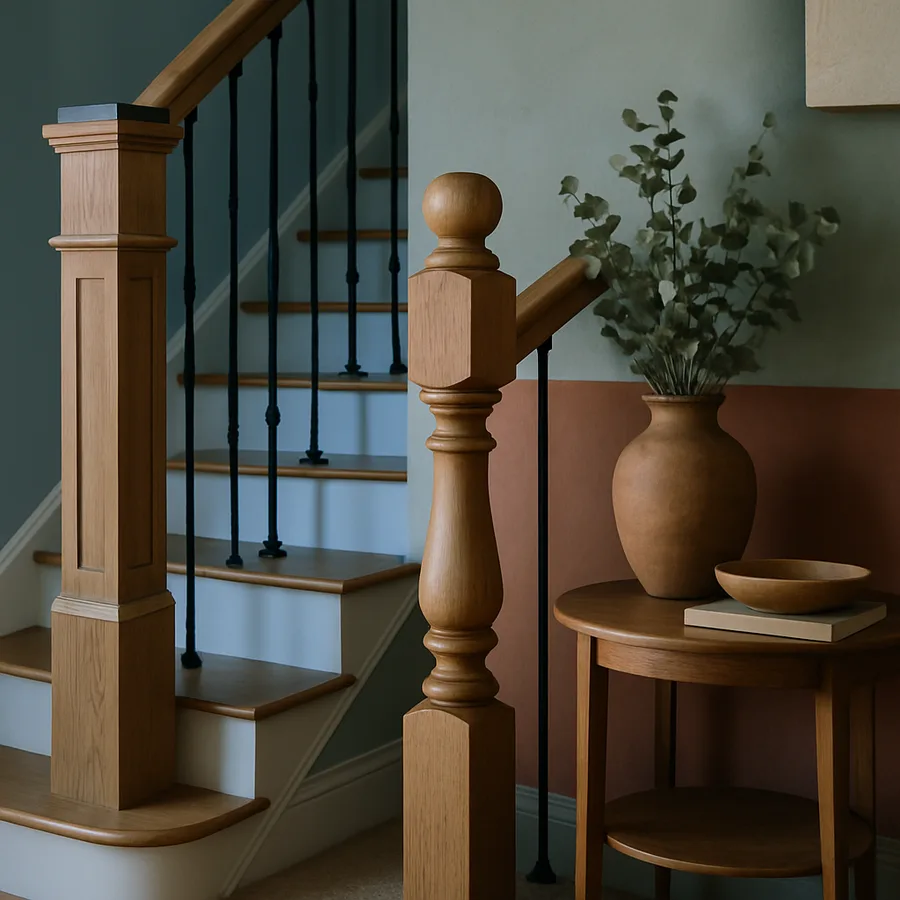 Staircase Newel Post Styles: Box Newels vs Turned Options