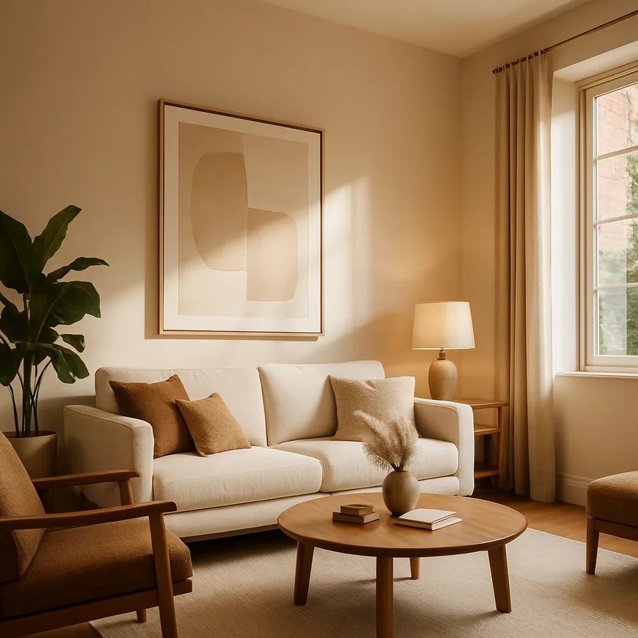 a beautifully designed modern living room with natural light