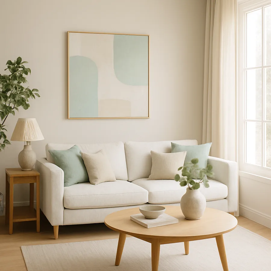 a beautifully designed modern living room with natural light