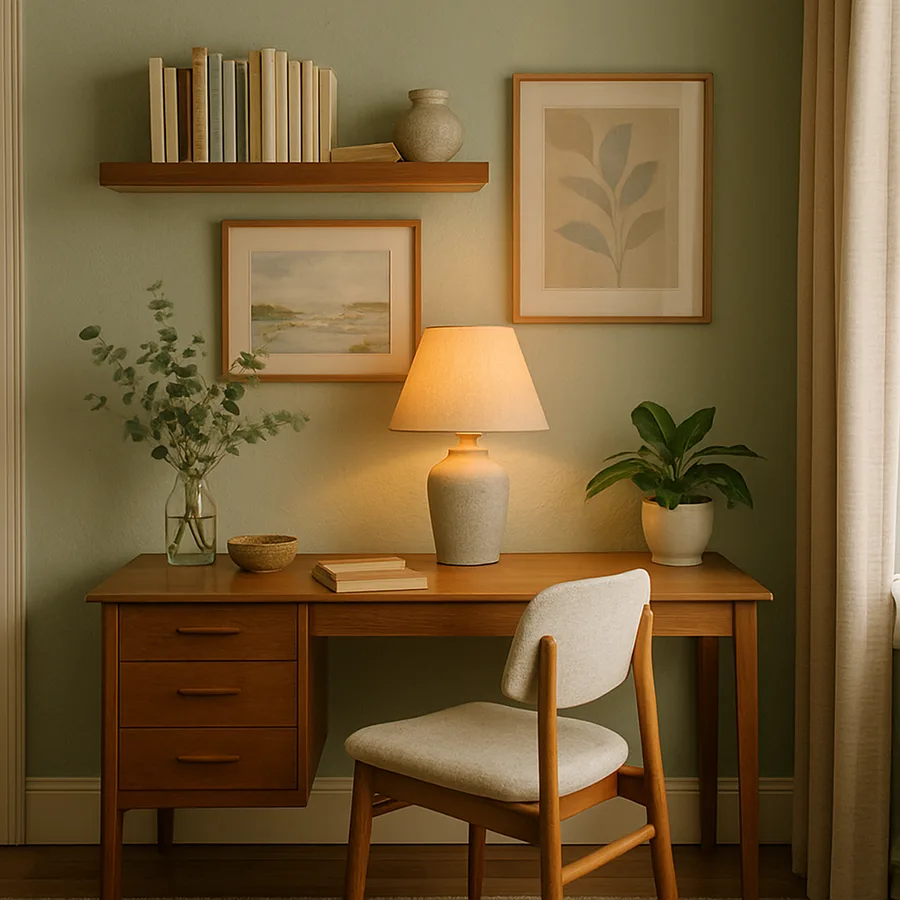 a cozy, well-decorated home office setup