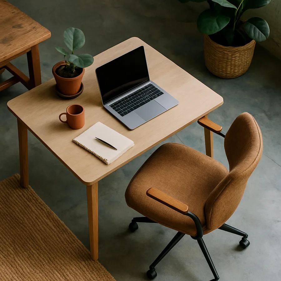 a creatively designed open-plan office with ergonomic furniture