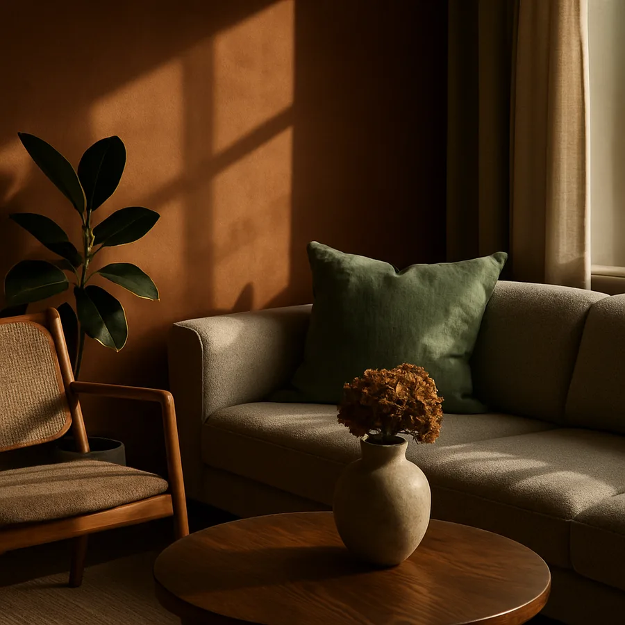 a beautifully designed modern living room with natural light