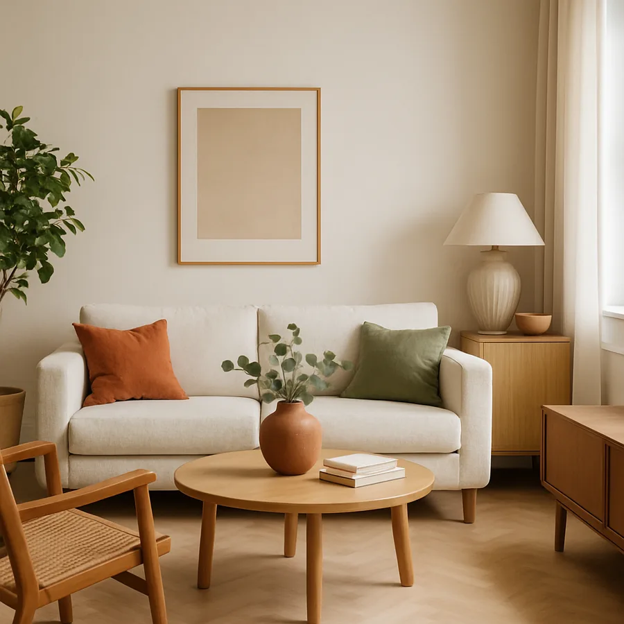 a beautifully designed modern living room with natural light