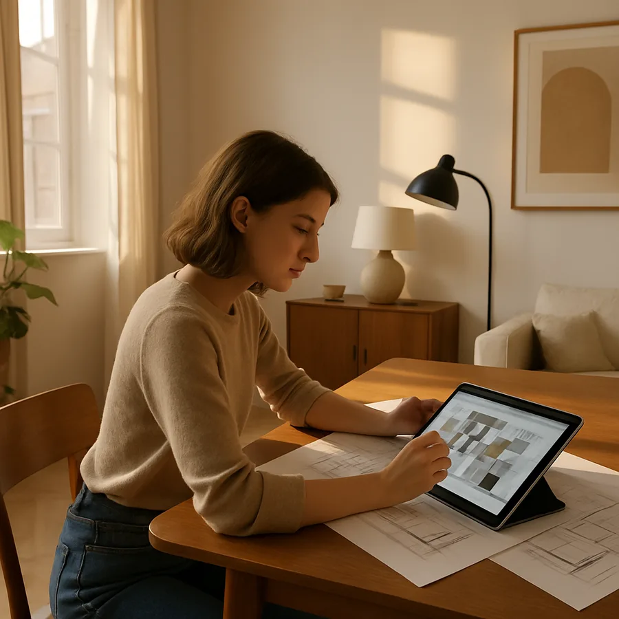 a student working on a digital design project