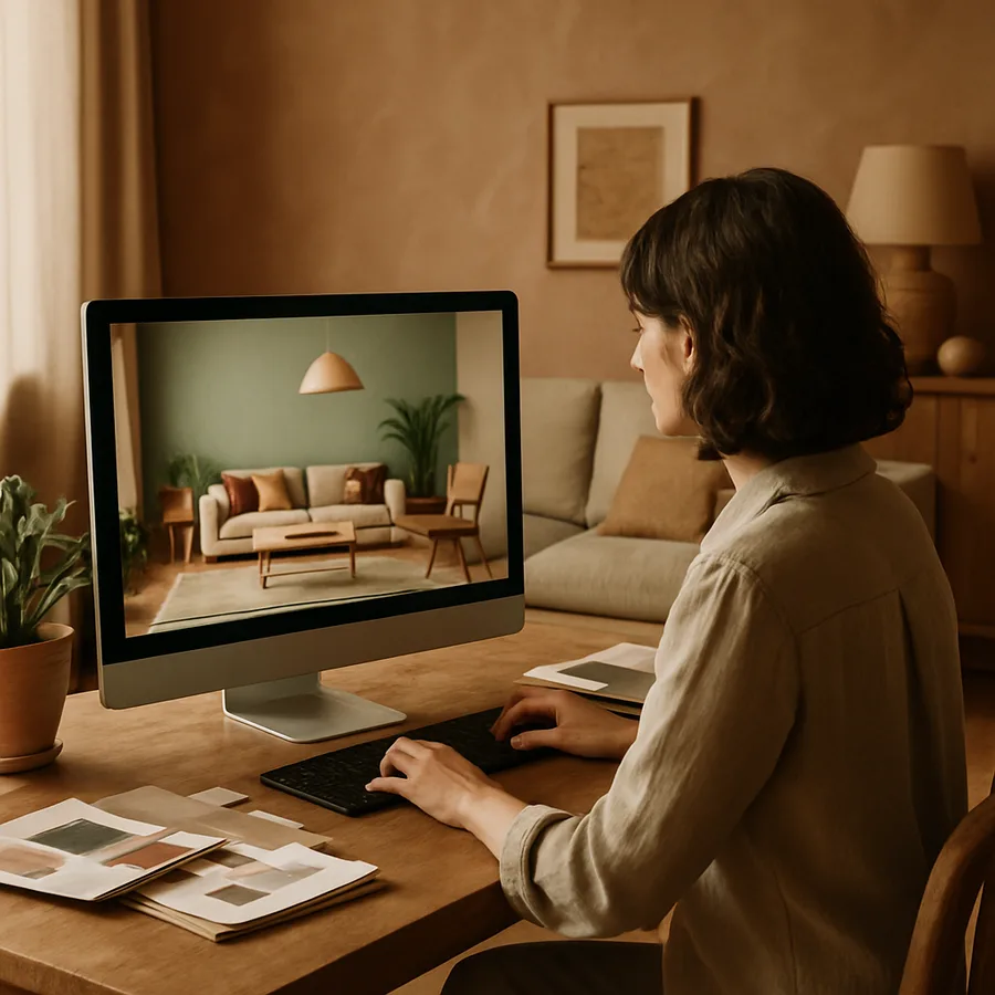 a designer using AI software on a computer