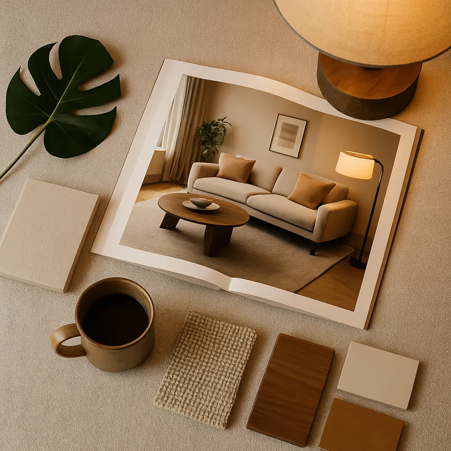 a beautifully designed modern living room with natural light
