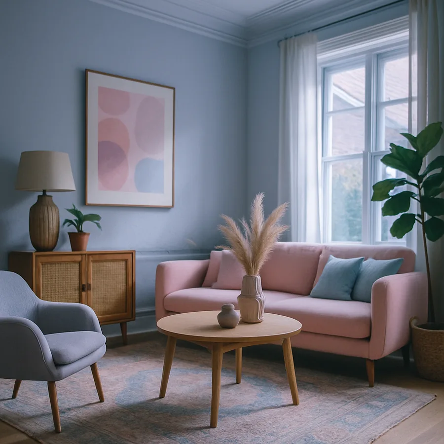 a beautifully designed modern living room with natural light